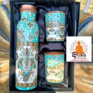 MEENAKARI BLUE PAISLEY WATER BOTTLE SET